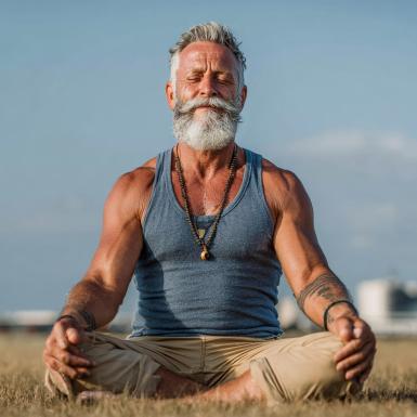 Група літніх людей після успішного заняття йогою